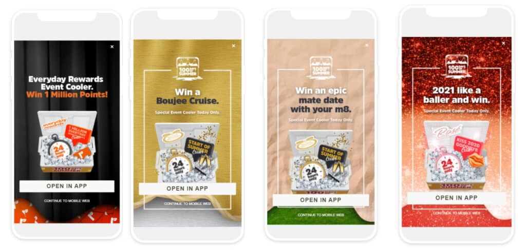 Screenshots of full-page interstitials