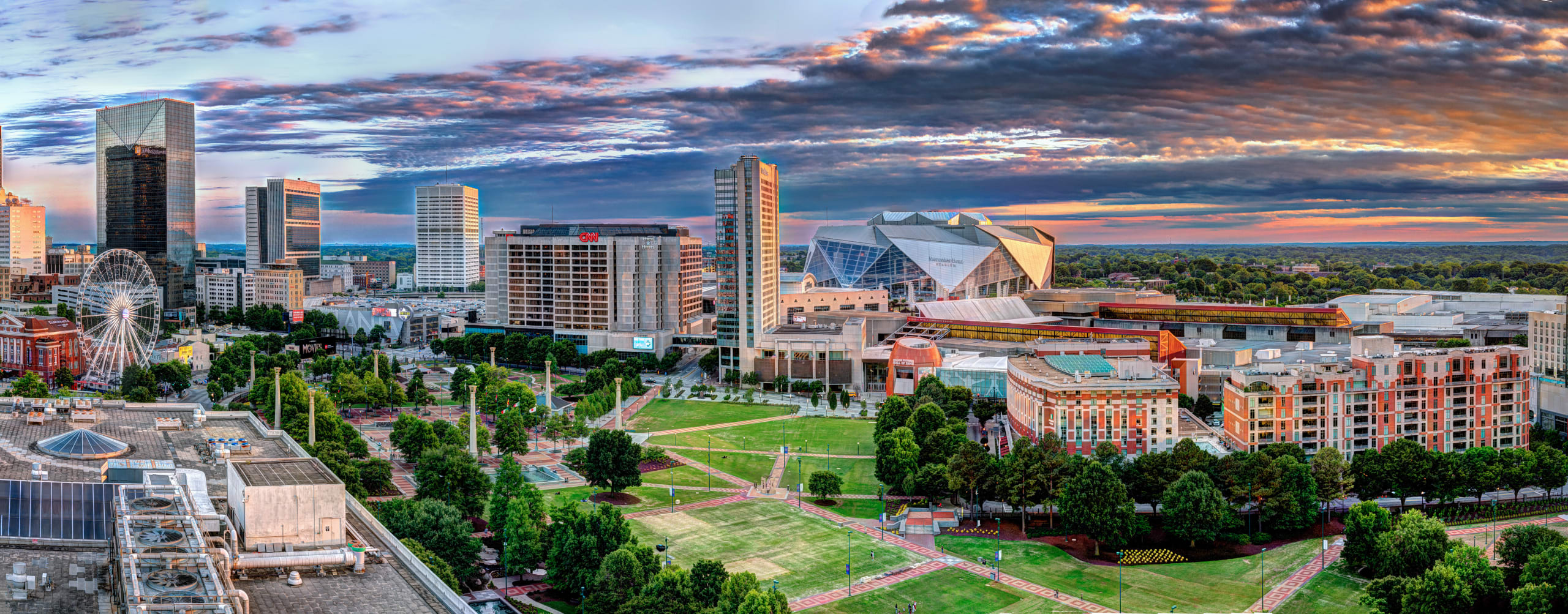 Centennial Olympic Park at Sunset from Museum Tower in Downtown Atlanta