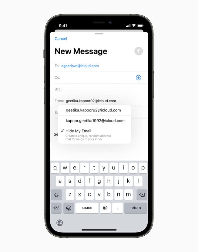 new message hide email
