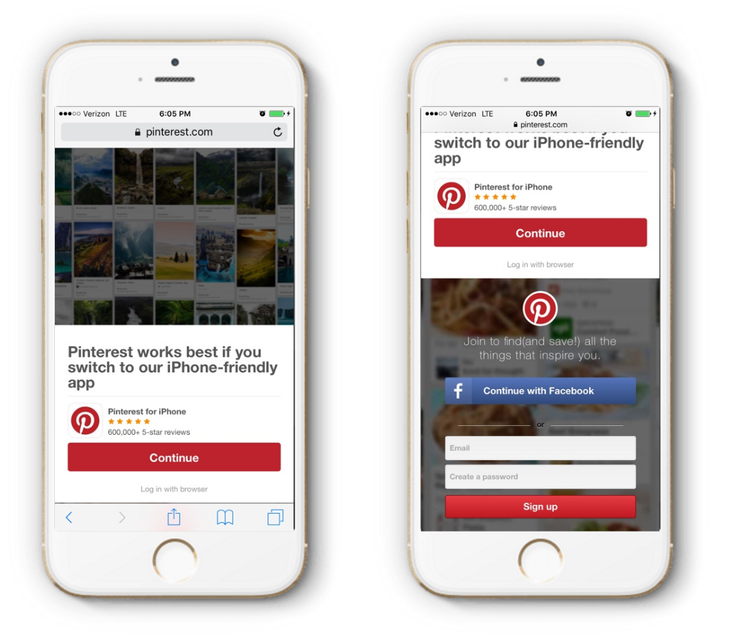 Web to App Full Page Takeover