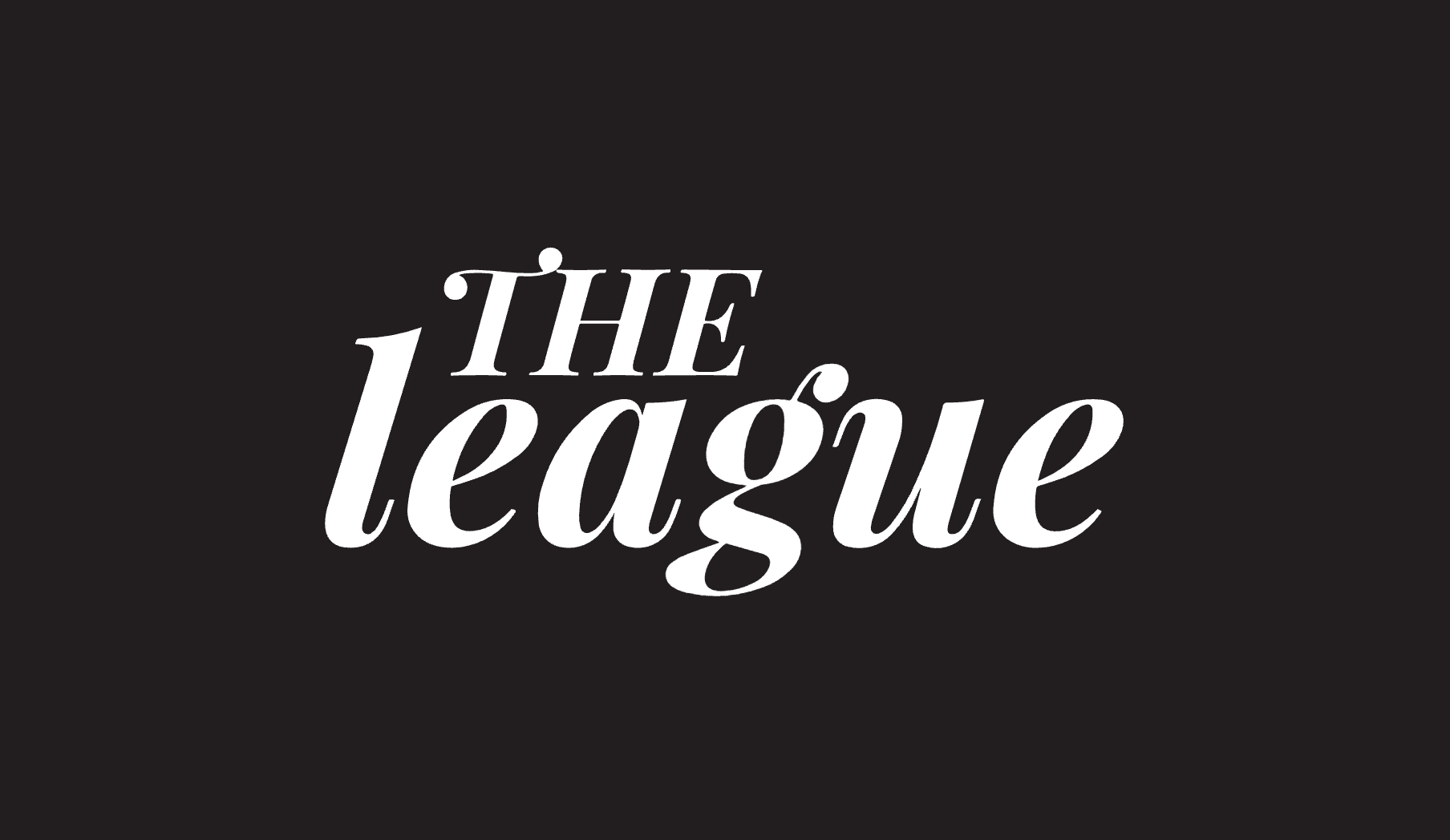 Logo for The League in white text on black background